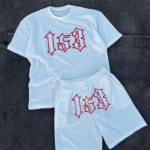 Erkek Nakış İşlemeli Şortlu Takım - Beyaz