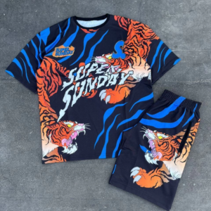 Erkek Dijital Baskılı Şortlu Takım - Mavi