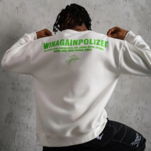 Erkek Oversize Sweatshirt Beyaz | Ön ve Sırt Baskılı Üç İplik İçi Pamuklu Kalıp - Beyaz