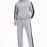 Erkek Şeritli Eşofman Takım Kapüşonlu Sweatshirt Boru Paça Alt, Oversize 3 iplik Pamuklu - Gri