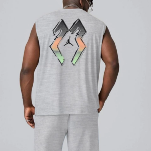 Erkek Sırt Baskılı Sıfır Kol İkili Şort Takım - Gri