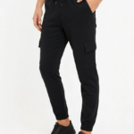 Erkek Siyah Jogger Eşofman Altı Kalıp Kargo Cepli Lastikli Paça Spor Pantolon - Siyah