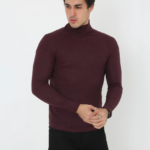 Erkek Tam Boğazlı Fitilli Likrali Koşkorse Badi - Bordo