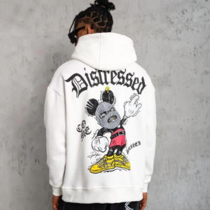 Erkek Üç İplik Baskılı Kapüşonlu Sweat - Beyaz