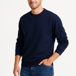 Erkek Üç İplik Düz Bisiklet Yaka SweatShirt - Lacivert