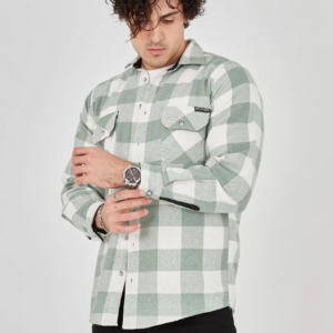 Erkek Uzun Kollu Oduncu Gömlek - Mint yeşili