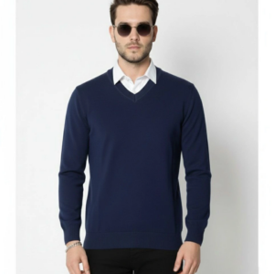 Erkek V Yaka Triko Kazak yumuşak dokulu Pamuklu ince Dokuma uzun kollu Regular - Lacivert