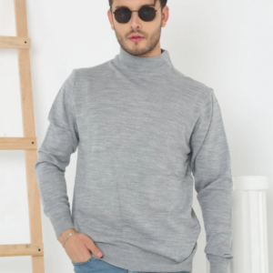 Erkek Yarım Boğaz Triko Kazak yumuşak dokulu Pamuklu ince Dokuma uzun kollu Regular - Gri