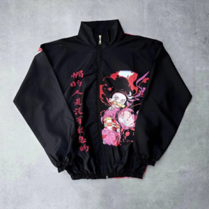 Fermuarlı Dijital Baskılı Rüzgarlık - Siyah