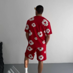 İki İplik Baskılı Şortlu Takım - Kırmızı