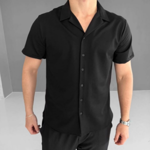 İki İplik Kumaş Gömlek - Siyah