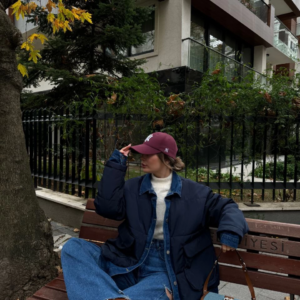 Jeans Detaylı Cıtcıtlı Ceket Mont - Lacivert