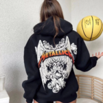 Kadın Baskılı Kapüşonlu Sweat - Siyah