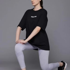 Kadın Baskılı Oversize T-shirt - Siyah