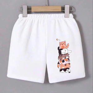 Kadın Beli Lastikli Baskılı Mini Şort - Beyaz