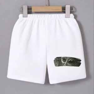 Kadın Beli Lastikli Baskılı Mini Şort - Beyaz