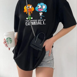 Kadın Bisiklet Yaka Baskılı Oversize T-Shirt - Siyah