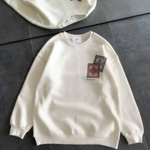 Kadın Bisiklet Yaka Baskılı SweatShirt - Beyaz