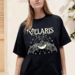 Kadın Bisiklet Yaka Baskılı T-shirt - Siyah