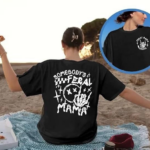 Kadın Bisiklet Yaka Baskılı T-shirt - Siyah