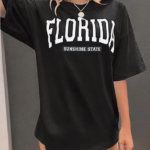 Kadın Bisiklet Yaka Baskılı T-shirt - Siyah