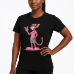 Kadın Bisiklet Yaka Kısa Kollu Baskılı T-shirt - Siyah