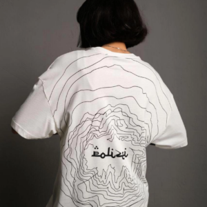 Kadın Bisiklet Yakalı Sırt Baskılı Oversize T-Shirt - Beyaz