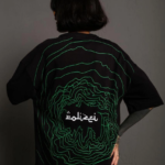 Kadın Bisiklet Yakalı Sırt Baskılı Oversize T-Shirt - Siyah