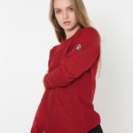 Kadın Biskilet Yaka Kolu Armalı - Kırmızı