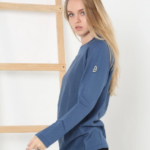 Kadın Biskilet Yaka Kolu Armalı - Koyu Mavi