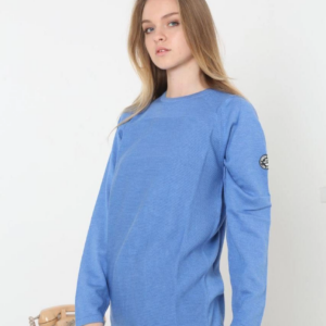 Kadın Biskilet Yaka Kolu Armalı - Mavi