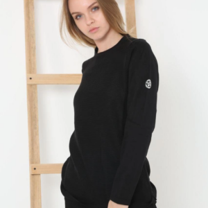 Kadın Biskilet Yaka Kolu Armalı - Siyah