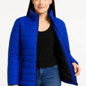 Kadın Bomber Mont Ceket – Su İtici Kumaş, Kapitone Astarlı, Fermuarlı, Kışlık - Saks Mavisi