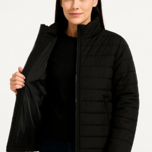 Kadın Bomber Mont Ceket – Su İtici Kumaş, Kapitone Astarlı, Fermuarlı, Kışlık - Siyah