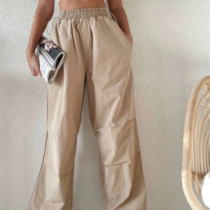 Kadın Cepli Paraşut Pantalon - Bej