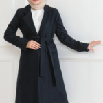 Kadın Düğmeli İçi Astarlı Kaşmir Kaşe Kaban - Lacivert