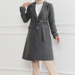 Kadın Düğmeli İçi Astarlı Kaşmir Kaşe Kaban - Bej