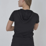 Kadın Kapşonlu Slim Fit T-shirt - Siyah