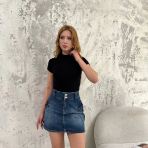 Kadın Kısa kol Badi bluz - Siyah