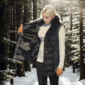 Kadın Kolsuz Fermuarlı Yelek - Lacivert