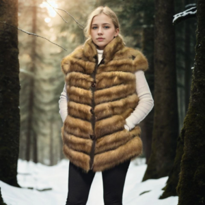 Kadın Kolsuz Hakiki Kürk - Kahve