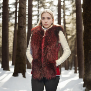 Kadın Kolsuz Hakiki Yelek - Fuşya