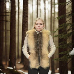 Kadın Kolsuz Hakiki Yelek - Fuşya