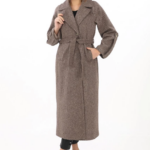 Kadın Kolu Apoletli Astarlı Kaşmir Kaşe Kaban - Vizon