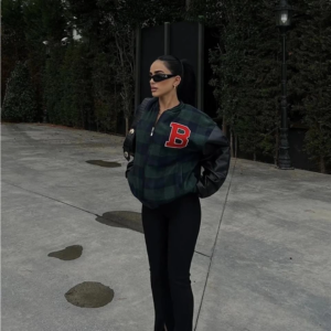 Kadın Pötikare Desen Nakışlı Kolej Ceket - Haki