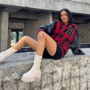 Kadın Pötikare Desen Nakışlı Kolej Ceket - Kırmızı