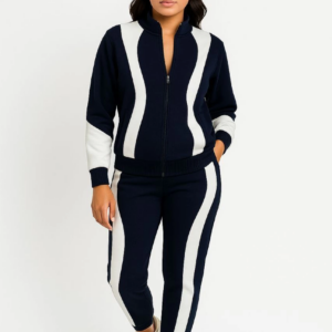 Kadın Premium Parçalı Eşofman Takım - Dik Yaka Fermuarlı Sweatshirt - Siyah