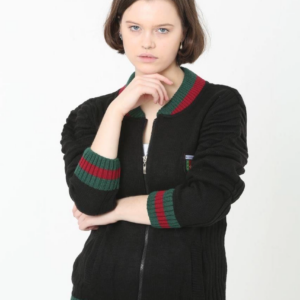 Kadın Tam Fermuarlı Triko Hırka - Siyah