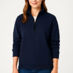 Kadın Üç İplik Dık Yaka Yarım Fermuarlı SweatShirt - Lacivert