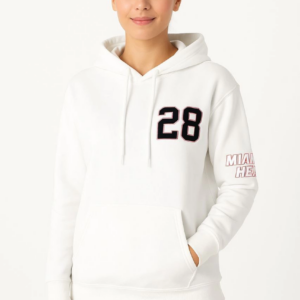 Kadın Üç İplik Kapüşonlu Ön ve Arka Baskılı SweatShirt hoodie - Beyaz